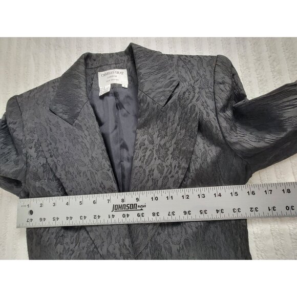 Charles Gray London For Savvy Womens Small Black Jacquard Single-Button Blazer - Picture 6 of 7